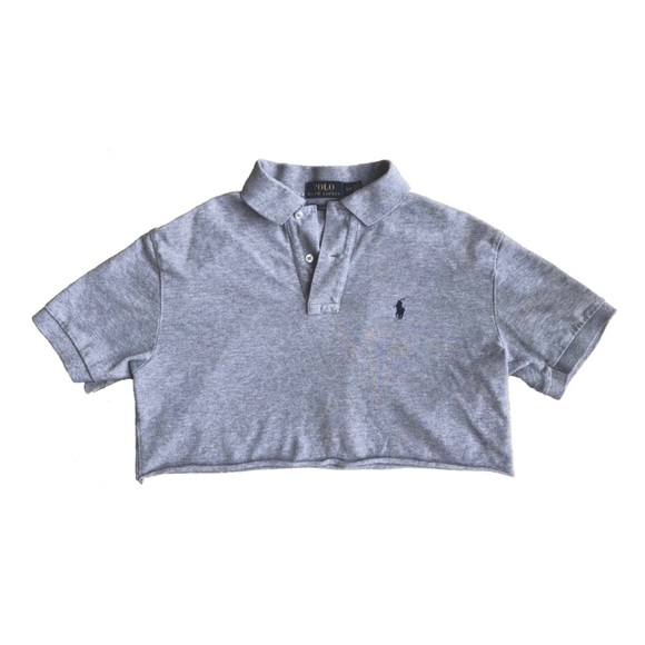 grey cropped polo shirt - Picture 1 of 1